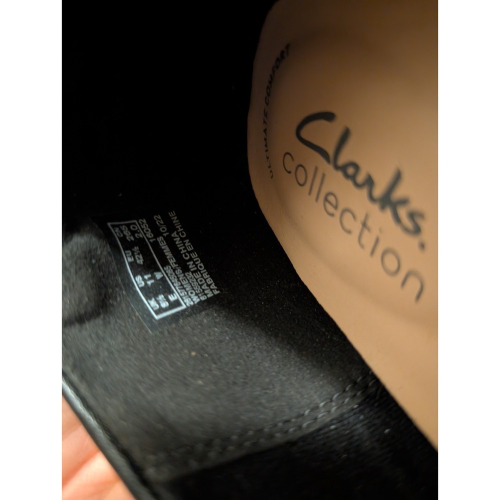 Clarks Women Shoes 11W Adriel Viola Dress Pump Heels Round Toe Black Leather - Picture 8 of 10